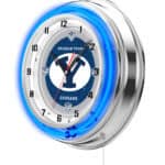 Brigham Young University 19-Inch Neon Logo Clock in Chrome