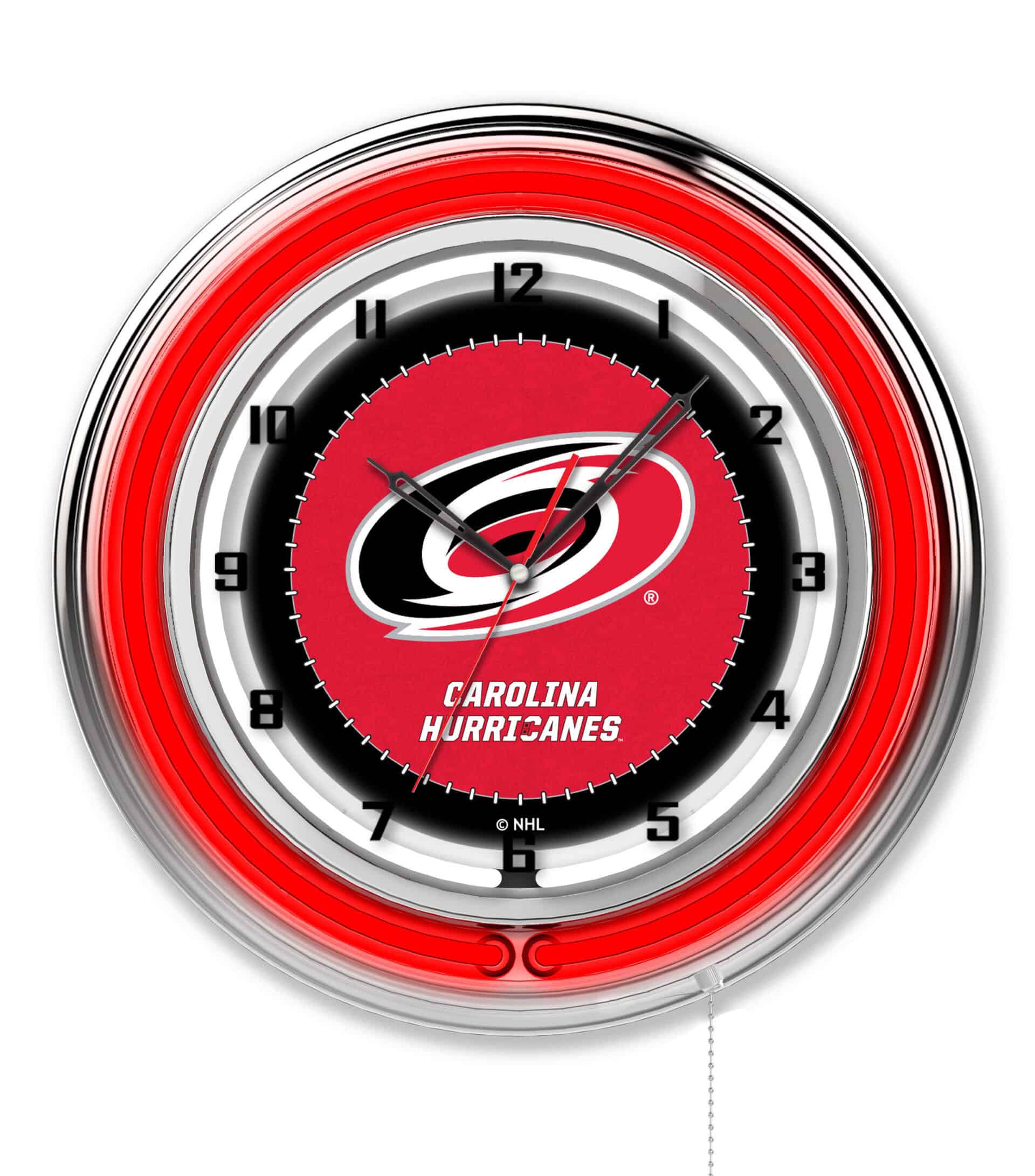 Carolina Hurricanes 19-Inch Neon Logo Clock in Chrome 6 Carolina Hurricanes 19-Inch Neon Logo Clock in Chrome
