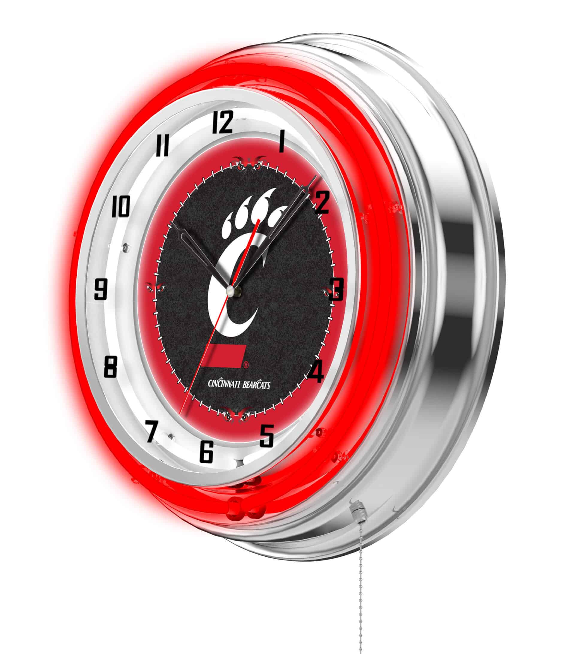 University of Cincinnati 19-Inch Neon Logo Clock in Chrome 7 University of Cincinnati 19-Inch Neon Logo Clock in Chrome