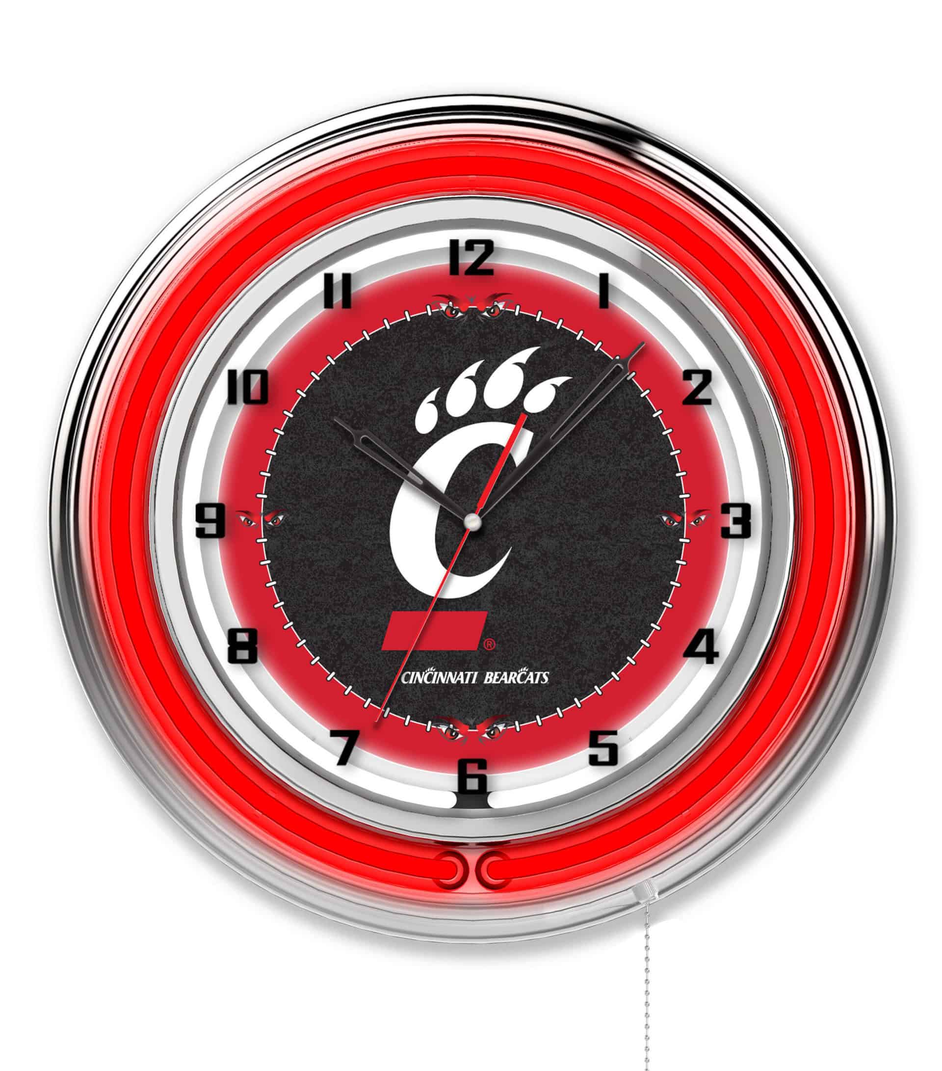 University of Cincinnati 19-Inch Neon Logo Clock in Chrome 6 University of Cincinnati 19-Inch Neon Logo Clock in Chrome