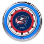 Columbus Blue Jackets 19-Inch Neon Logo Clock in Chrome 6 Columbus Blue Jackets 19-Inch Neon Logo Clock in Chrome