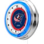 Columbus Blue Jackets 19-Inch Neon Logo Clock in Chrome 7 Columbus Blue Jackets 19-Inch Neon Logo Clock in Chrome