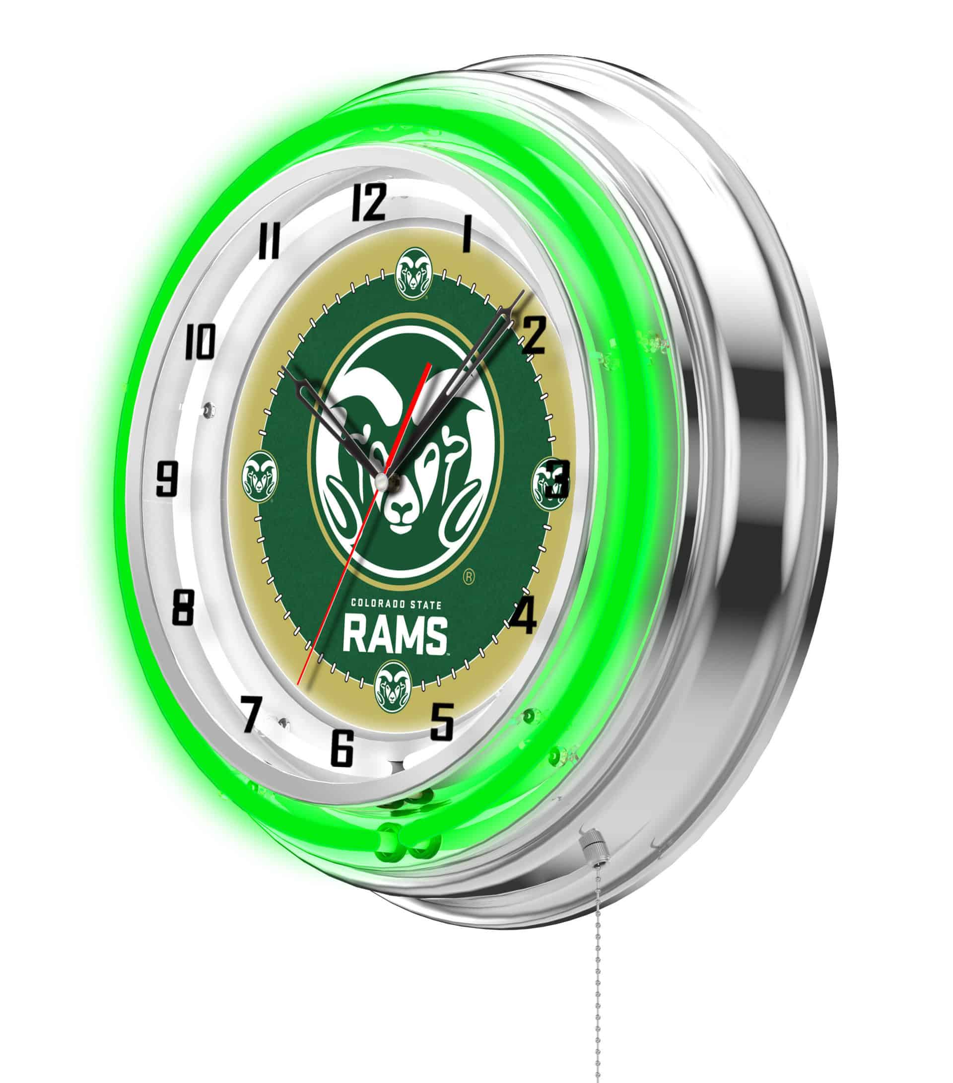 Colorado State University 19-Inch Neon Logo Clock in Chrome 7 Colorado State University 19-Inch Neon Logo Clock in Chrome