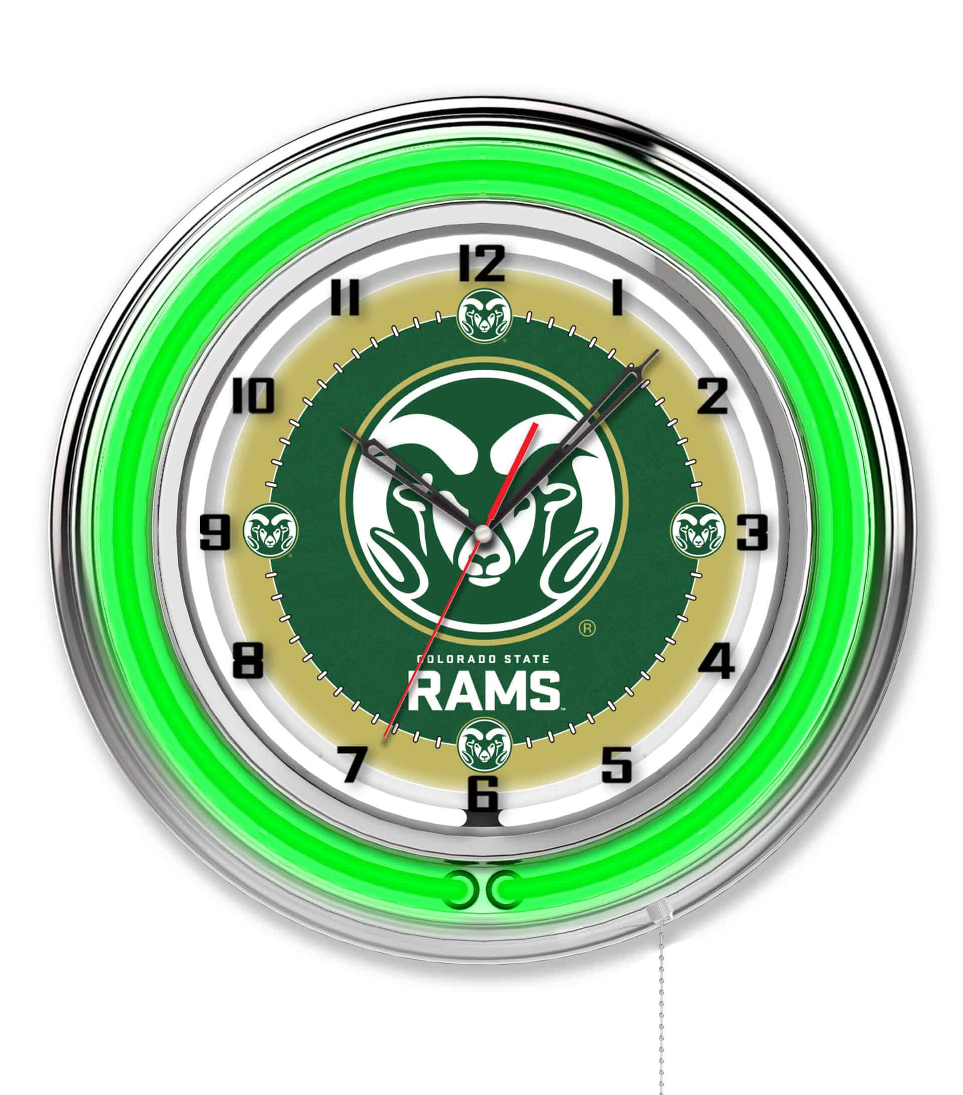 Colorado State University 19-Inch Neon Logo Clock in Chrome 6 Colorado State University 19-Inch Neon Logo Clock in Chrome