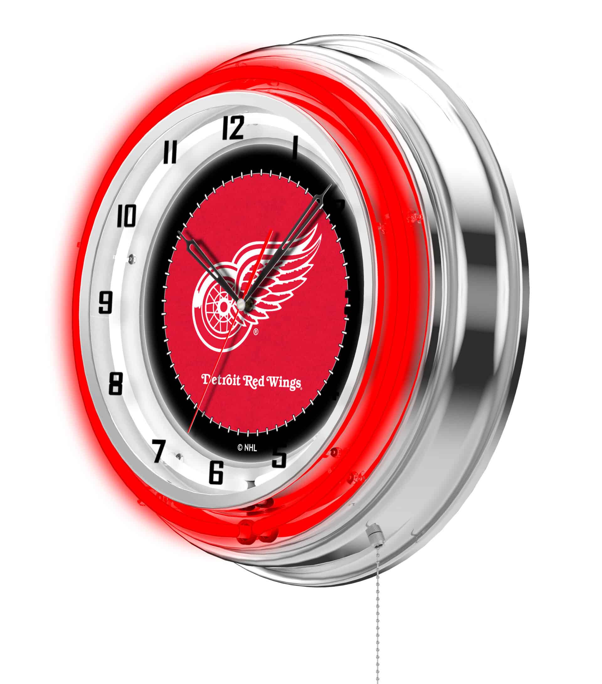 Detroit Red Wings 19-Inch Neon Logo Clock in Chrome 7 Detroit Red Wings 19-Inch Neon Logo Clock in Chrome
