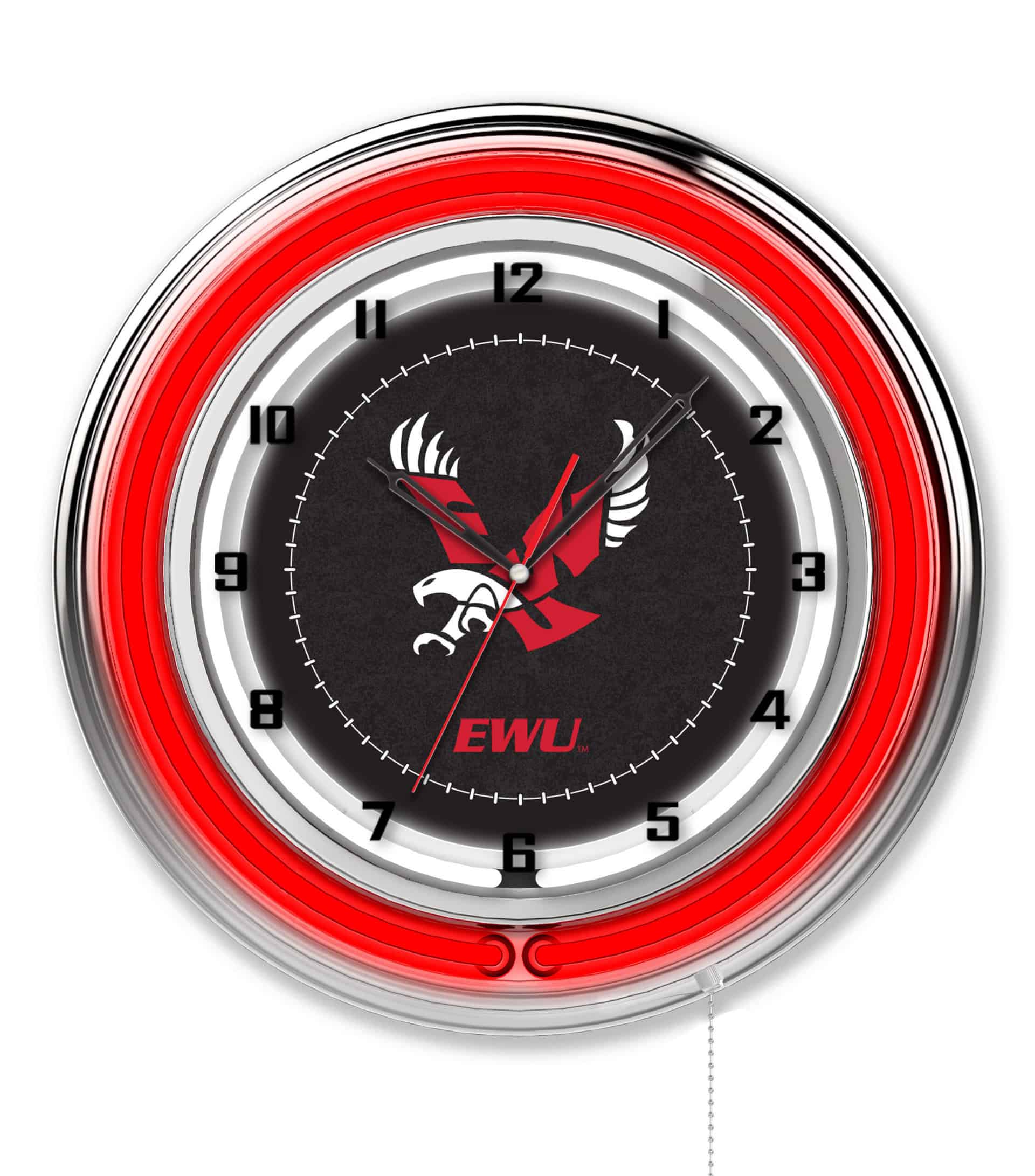 Eastern Washington University 19-Inch Neon Logo Clock in Chrome 6 Eastern Washington University 19-Inch Neon Logo Clock in Chrome