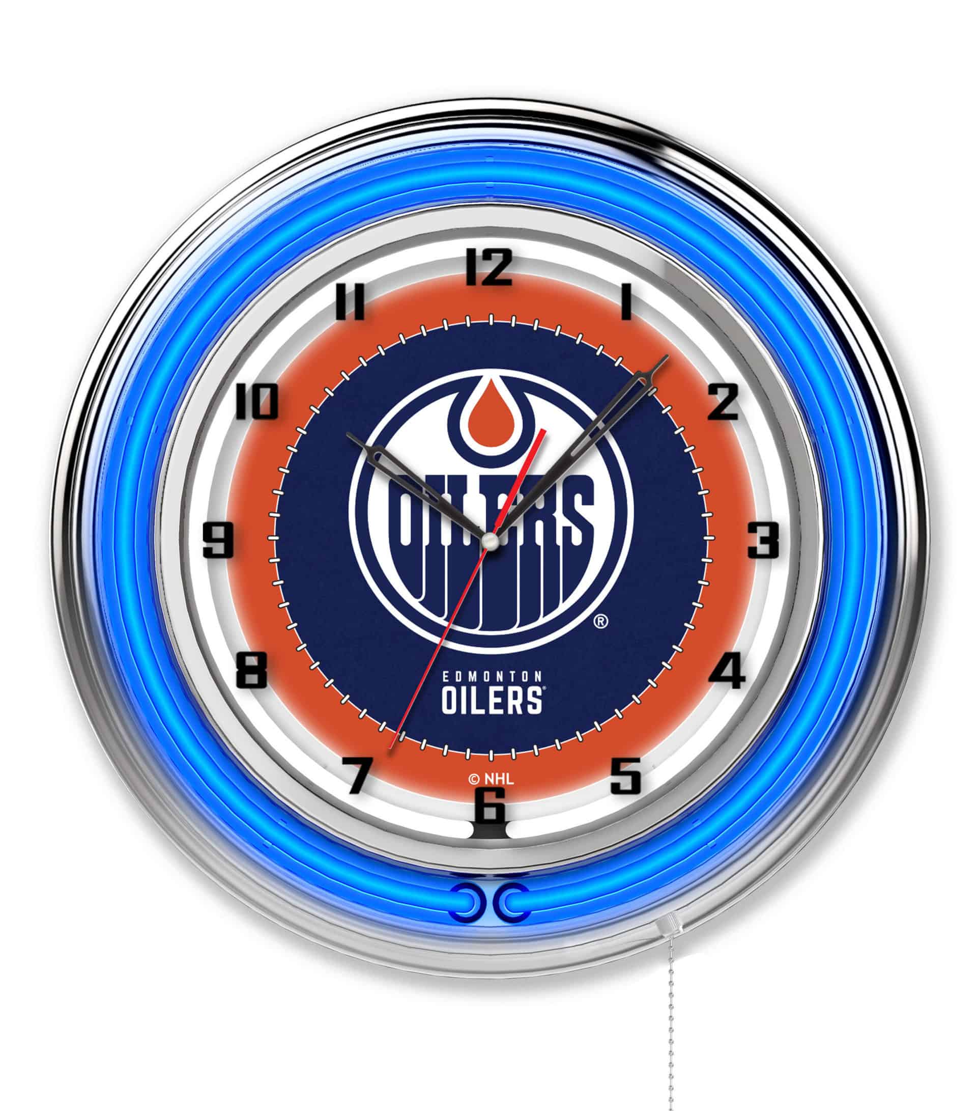Edmonton Oilers 19-Inch Neon Logo Clock in Chrome 6 Edmonton Oilers 19-Inch Neon Logo Clock in Chrome
