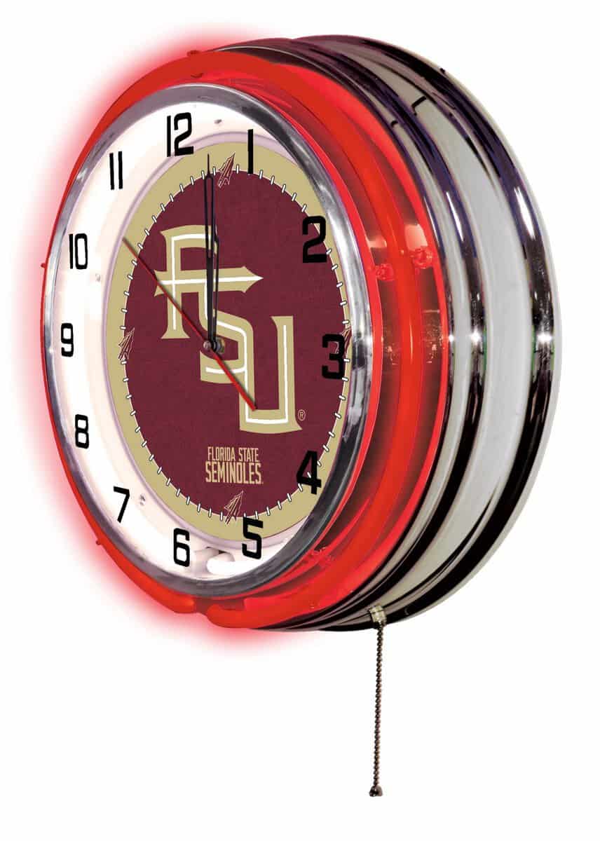 Florida State (Script) 19-Inch Neon Logo Clock in Chrome 2 Florida State (Script) 19-Inch Neon Logo Clock in Chrome - Image 2