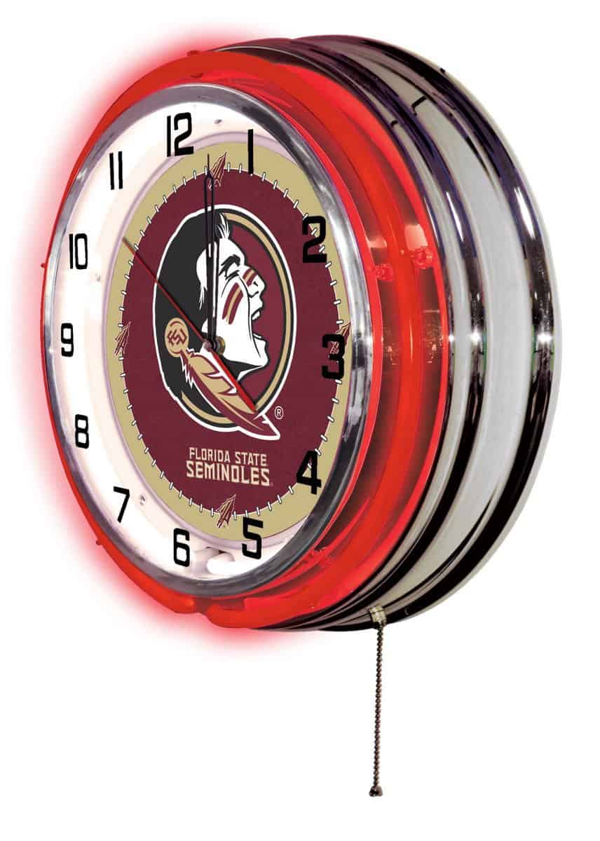 Florida State (Head) 19-Inch Neon Logo Clock in Chrome 2 Florida State (Head) 19-Inch Neon Logo Clock in Chrome - Image 2