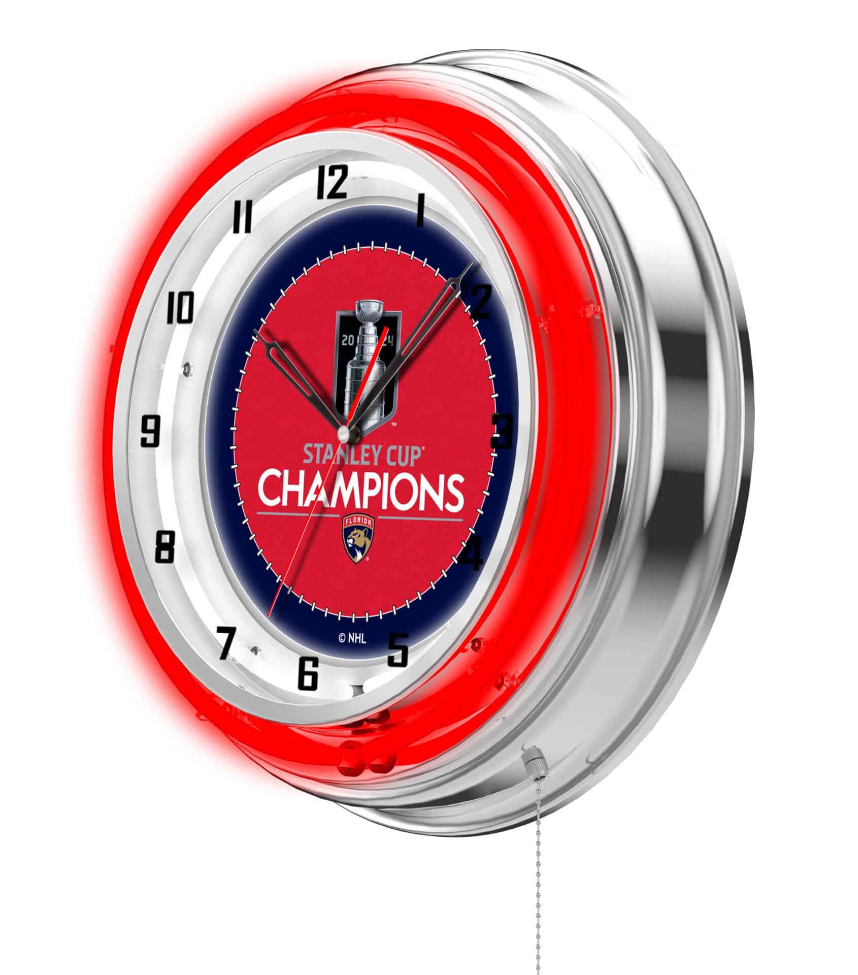 Florida Panthers - 2024 Stanley Cup 19-Inch Neon Logo Clock in Chrome 2 Florida Panthers - 2024 Stanley Cup 19-Inch Neon Logo Clock in Chrome - Image 2