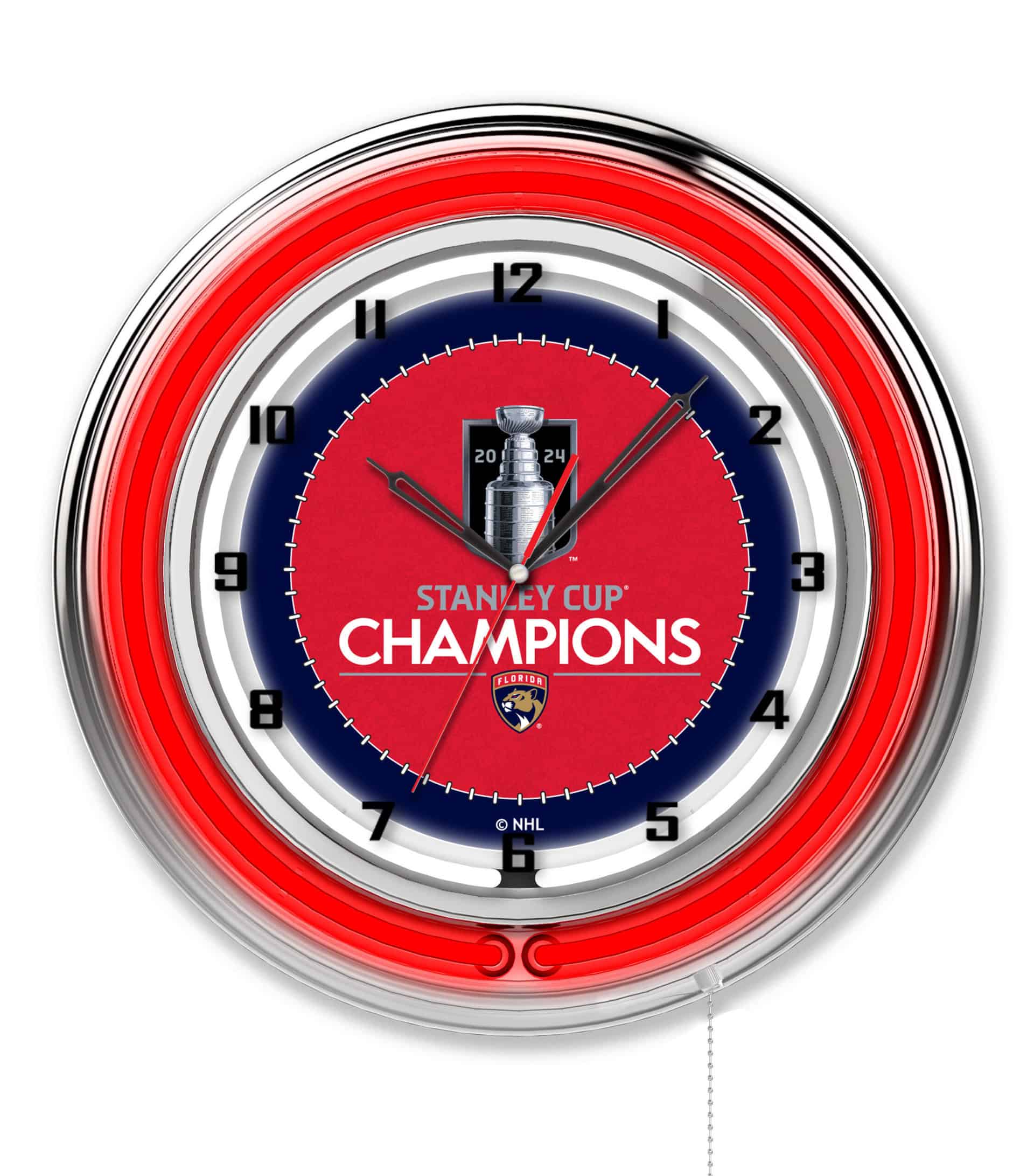 Florida Panthers - 2024 Stanley Cup 19-Inch Neon Logo Clock in Chrome 6 Florida Panthers - 2024 Stanley Cup 19-Inch Neon Logo Clock in Chrome