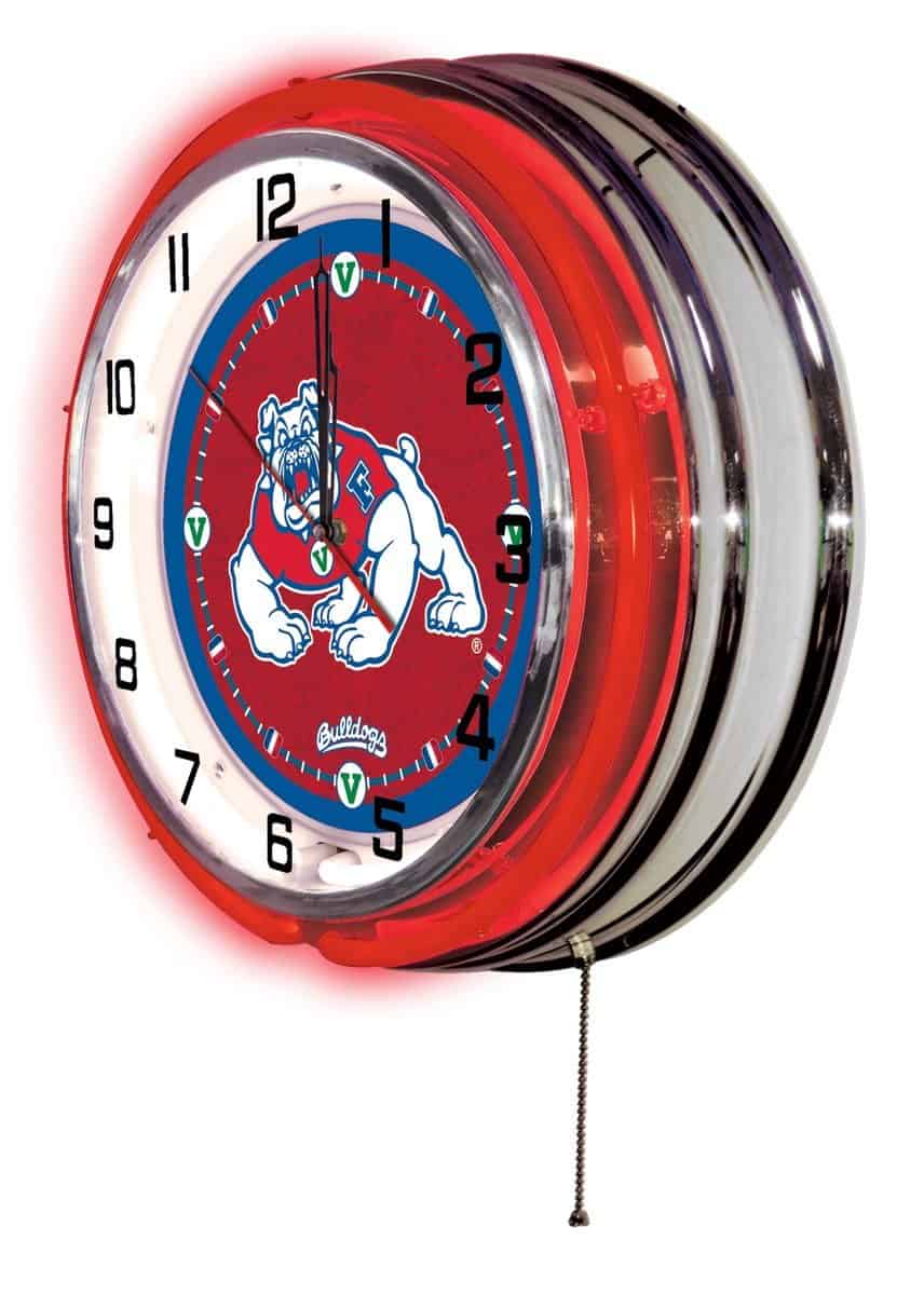 Fresno State University 19-Inch Neon Logo Clock in Chrome 2 Fresno State University 19-Inch Neon Logo Clock in Chrome - Image 2