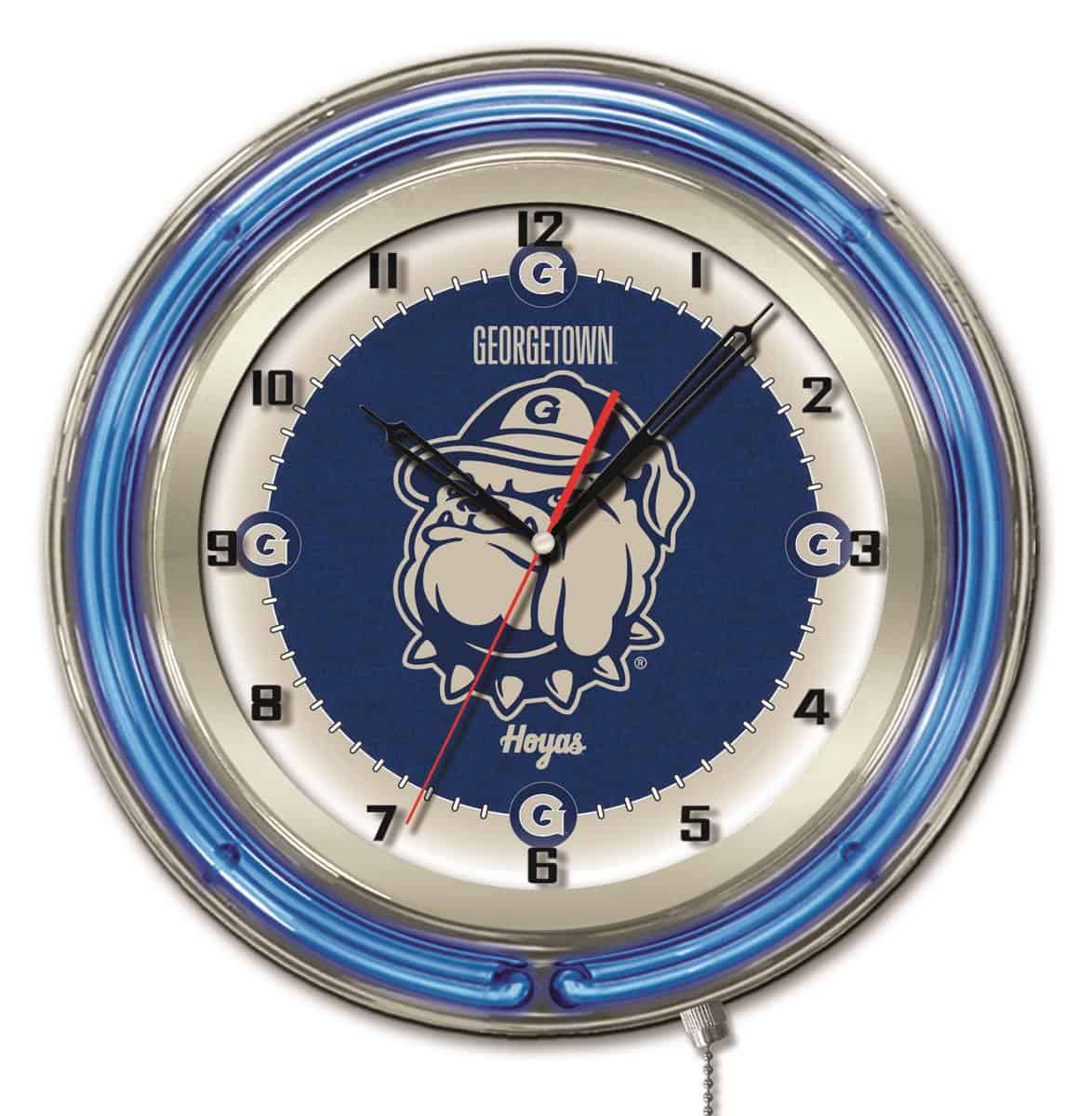 Georgetown University 19-Inch Neon Logo Clock in Chrome 1 Georgetown University 19-Inch Neon Logo Clock in Chrome
