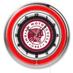 Indian Motorcycle 19-Inch Neon Logo Clock in Chrome