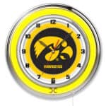 University of Iowa 19-Inch Neon Logo Clock in Chrome
