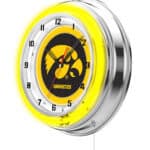 University of Iowa 19-Inch Neon Logo Clock in Chrome