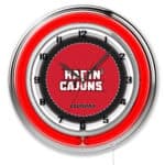 University of Louisiana at Lafayette 19-Inch Neon Logo Clock in Chrome