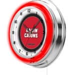 University of Louisiana at Lafayette 19-Inch Neon Logo Clock in Chrome