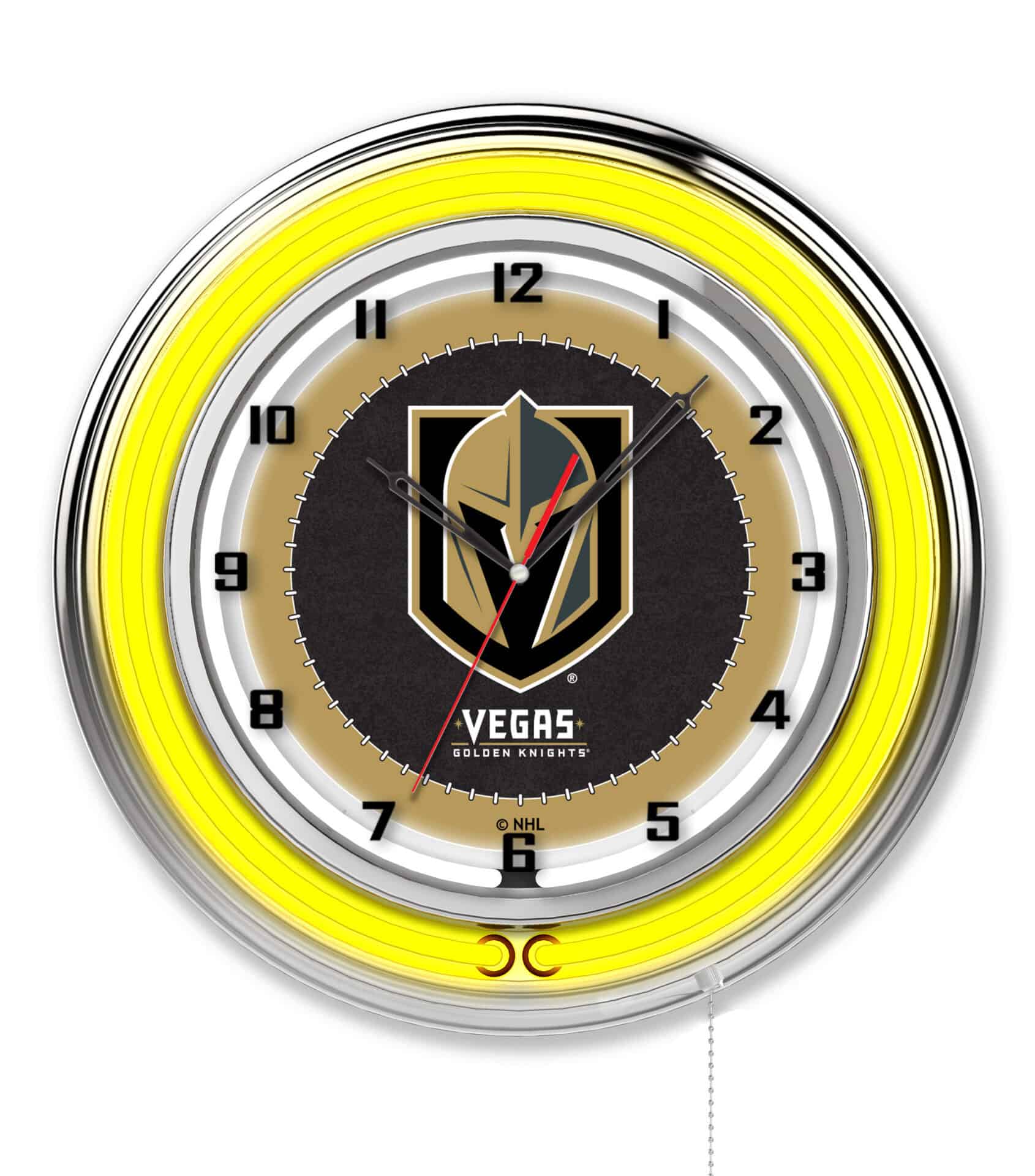 Vegas Golden Knights 19-Inch Neon Logo Clock in Chrome 1 Vegas Golden Knights 19-Inch Neon Logo Clock in Chrome