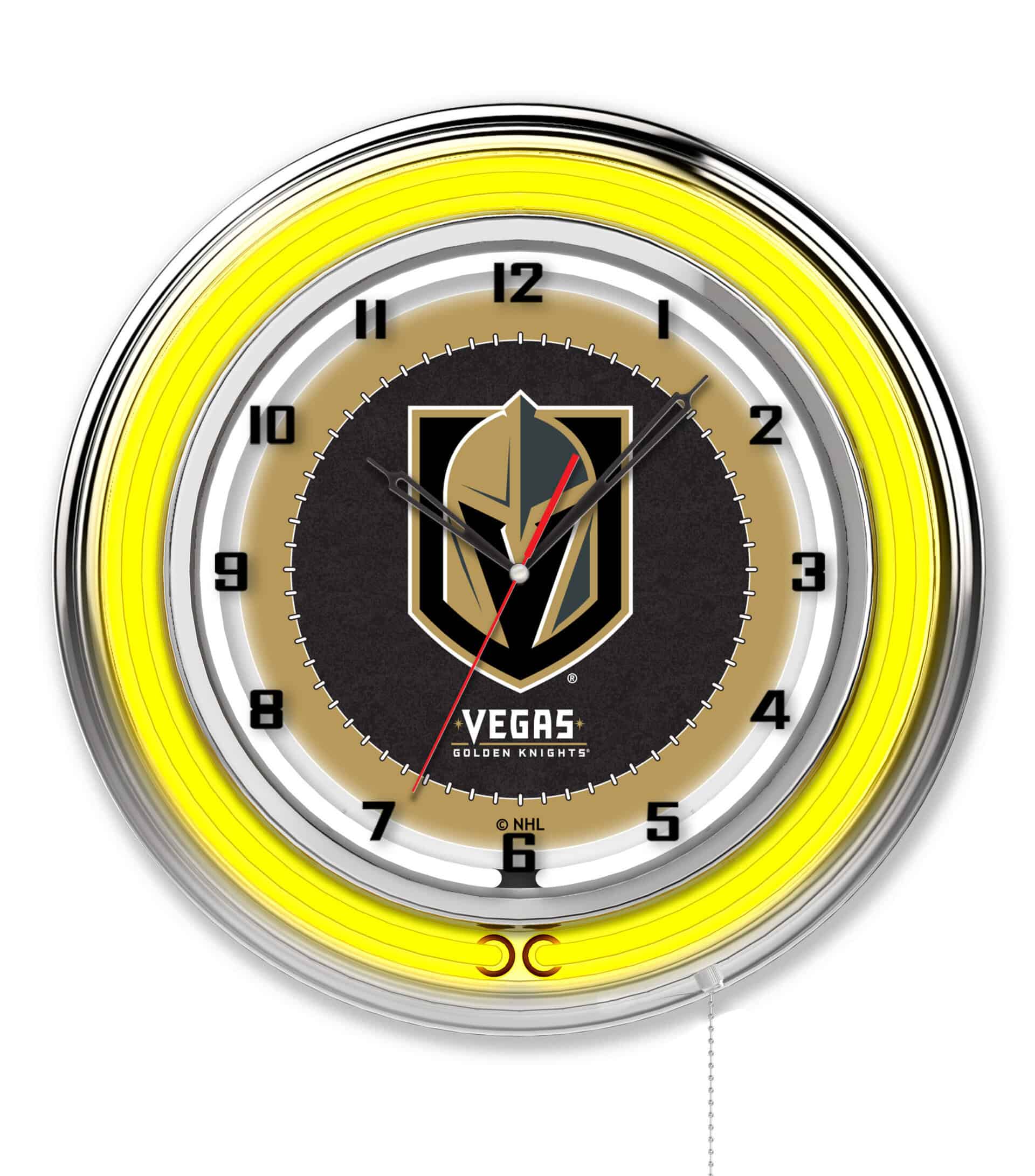 Vegas Golden Knights 19-Inch Neon Logo Clock in Chrome 6 Vegas Golden Knights 19-Inch Neon Logo Clock in Chrome