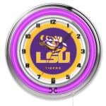 Louisiana State University 19-Inch Neon Logo Clock in Chrome