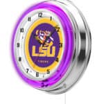 Louisiana State University 19-Inch Neon Logo Clock in Chrome