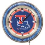Louisiana Tech University 19-Inch Neon Logo Clock in Chrome