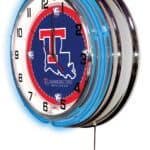 Louisiana Tech University 19-Inch Neon Logo Clock in Chrome