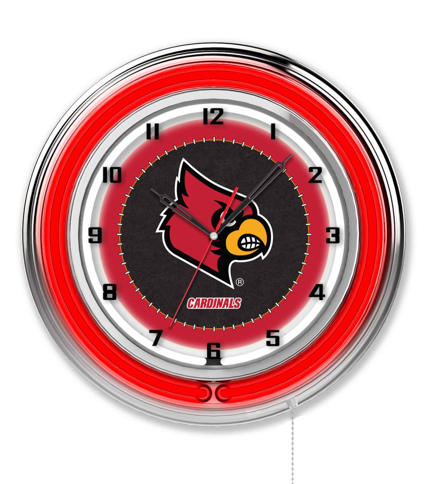 University of Louisville 19-Inch Neon Logo Clock in Chrome 1 University of Louisville 19-Inch Neon Logo Clock in Chrome