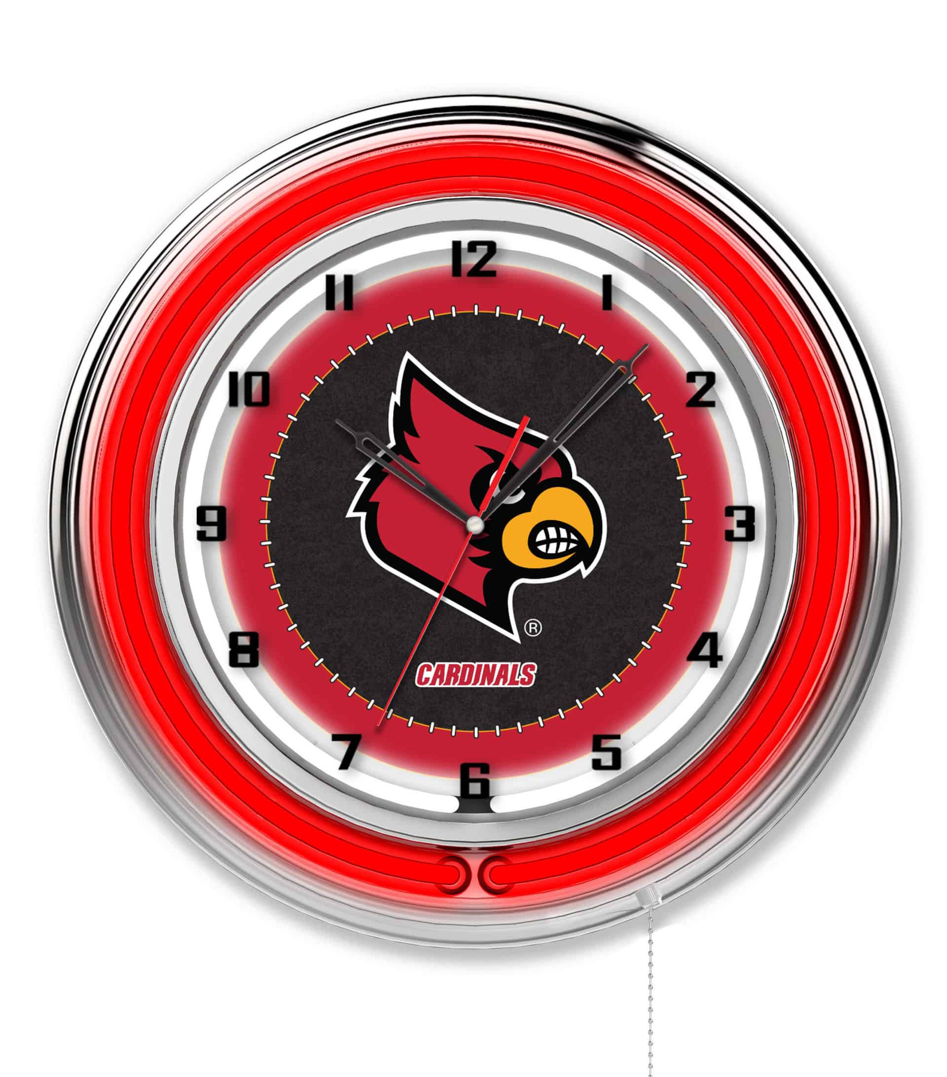 University of Louisville 19-Inch Neon Logo Clock in Chrome 6 University of Louisville 19-Inch Neon Logo Clock in Chrome