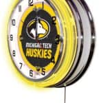 Michigan Tech University 19-Inch Neon Logo Clock in Chrome