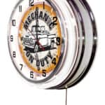 Mechanic on Duty 19-Inch Neon Logo Clock in Chrome