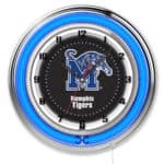 University of Memphis 19-Inch Neon Logo Clock in Chrome