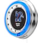 University of Memphis 19-Inch Neon Logo Clock in Chrome