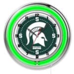 Michigan State University 19-Inch Neon Logo Clock in Chrome 6 Michigan State University 19-Inch Neon Logo Clock in Chrome