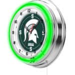 Michigan State University 19-Inch Neon Logo Clock in Chrome 7 Michigan State University 19-Inch Neon Logo Clock in Chrome
