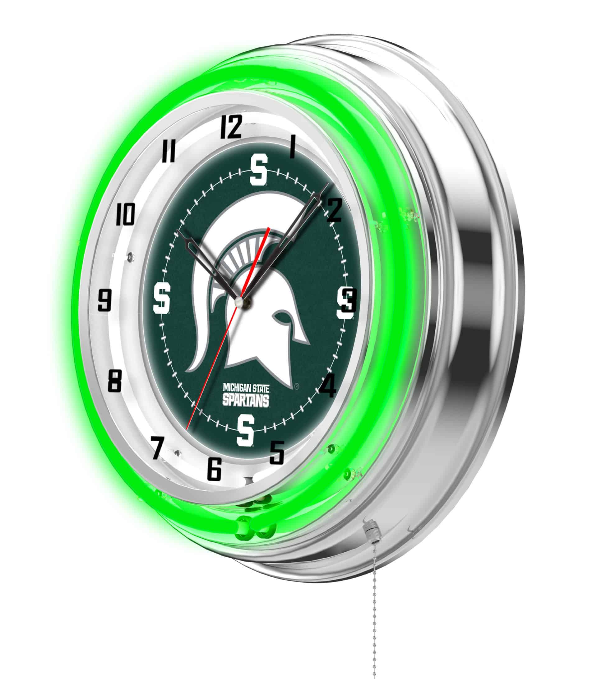 Michigan State University 19-Inch Neon Logo Clock in Chrome 7 Michigan State University 19-Inch Neon Logo Clock in Chrome