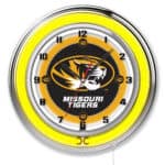 University of Missouri 19-Inch Neon Logo Clock in Chrome
