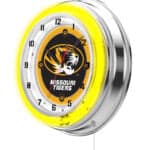 University of Missouri 19-Inch Neon Logo Clock in Chrome