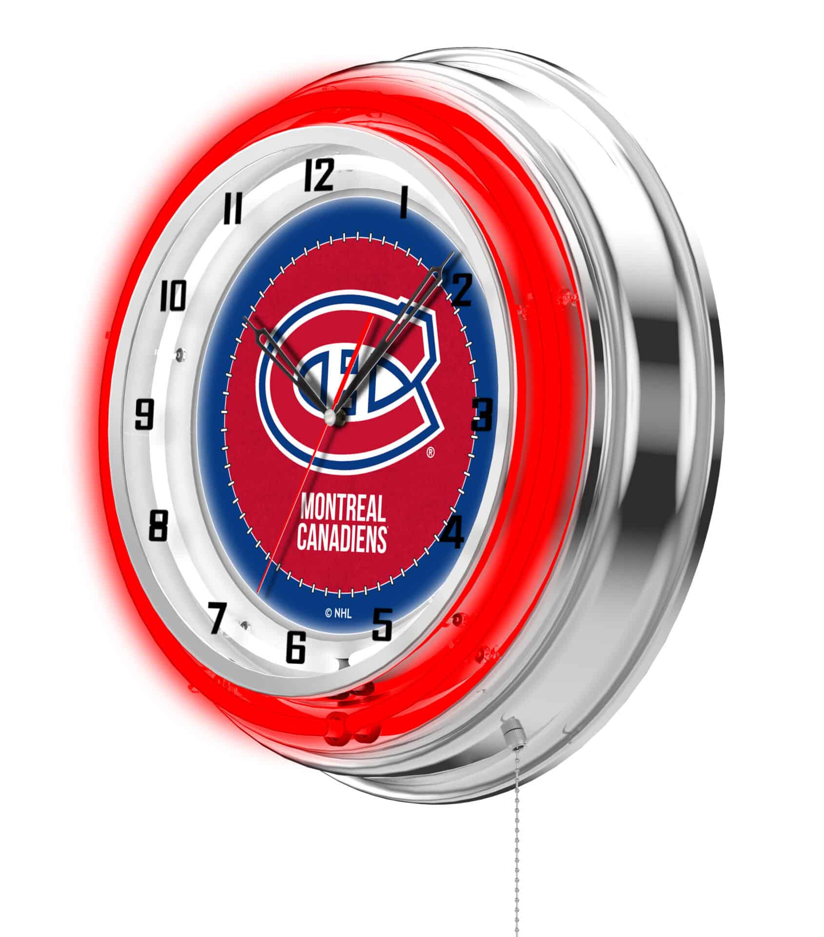 Montreal Canadiens 19-Inch Neon Logo Clock in Chrome 2 Montreal Canadiens 19-Inch Neon Logo Clock in Chrome - Image 2