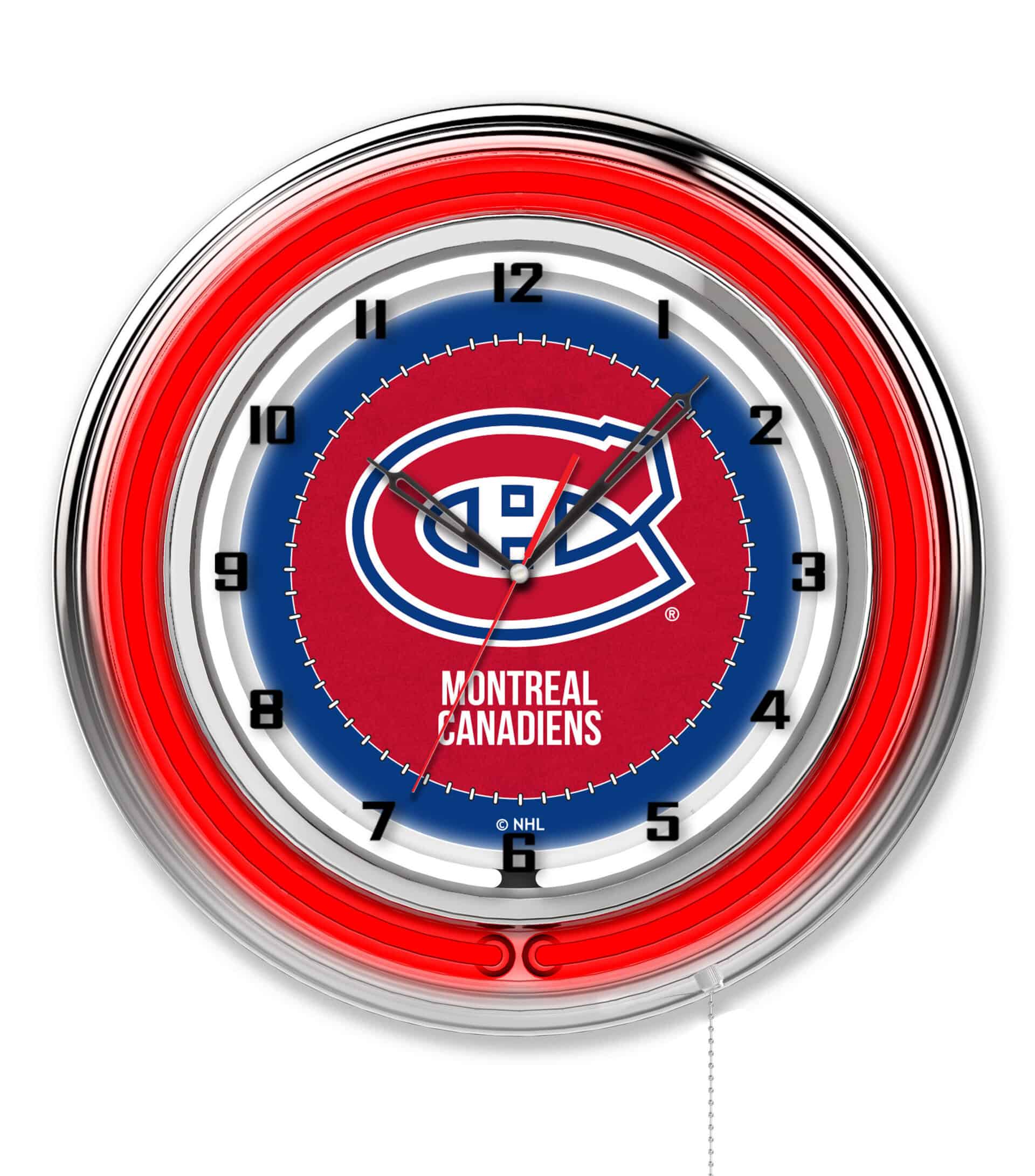 Montreal Canadiens 19-Inch Neon Logo Clock in Chrome 6 Montreal Canadiens 19-Inch Neon Logo Clock in Chrome