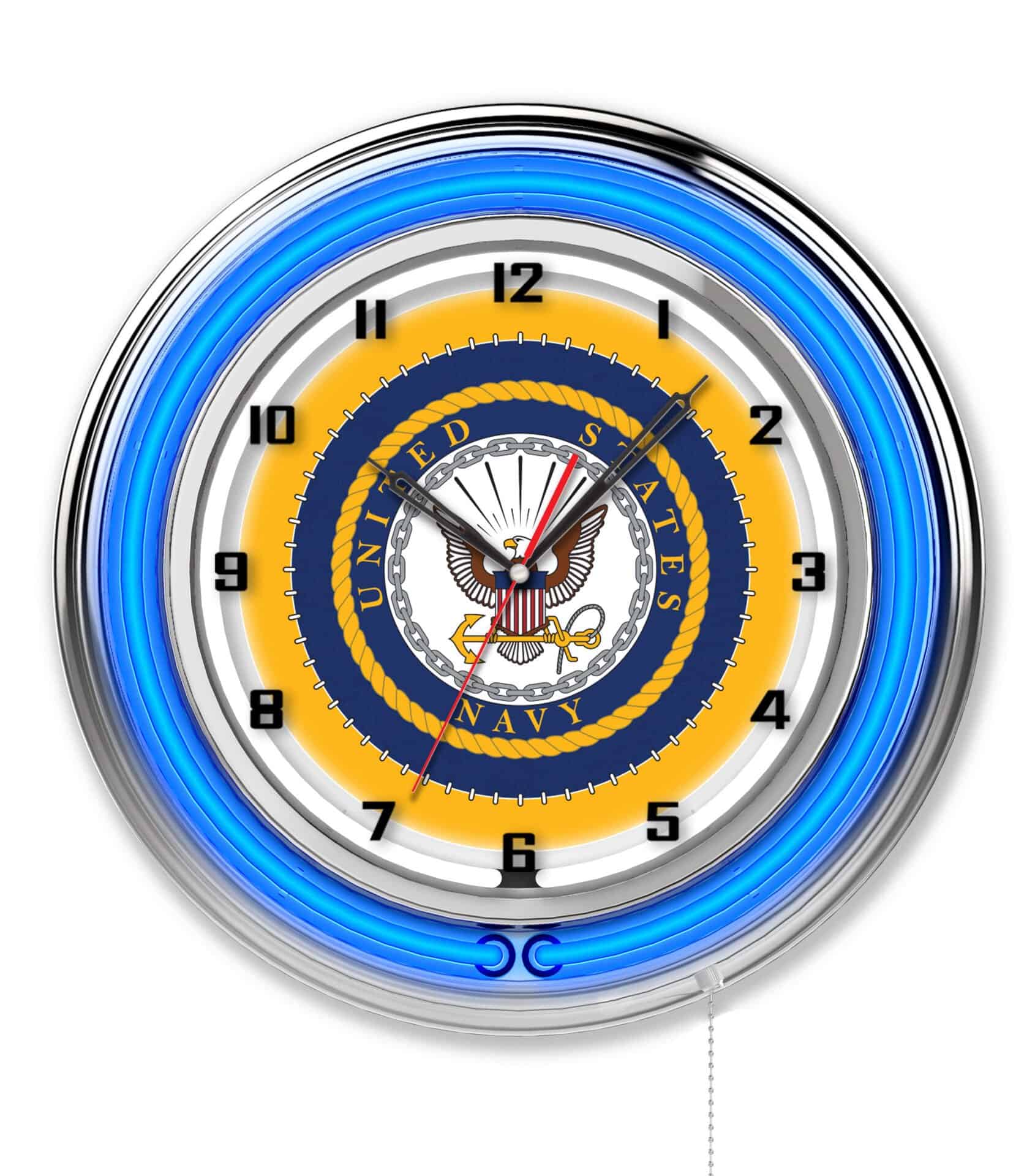 United States Navy 19-Inch Neon Logo Clock in Chrome 1 United States Navy 19-Inch Neon Logo Clock in Chrome