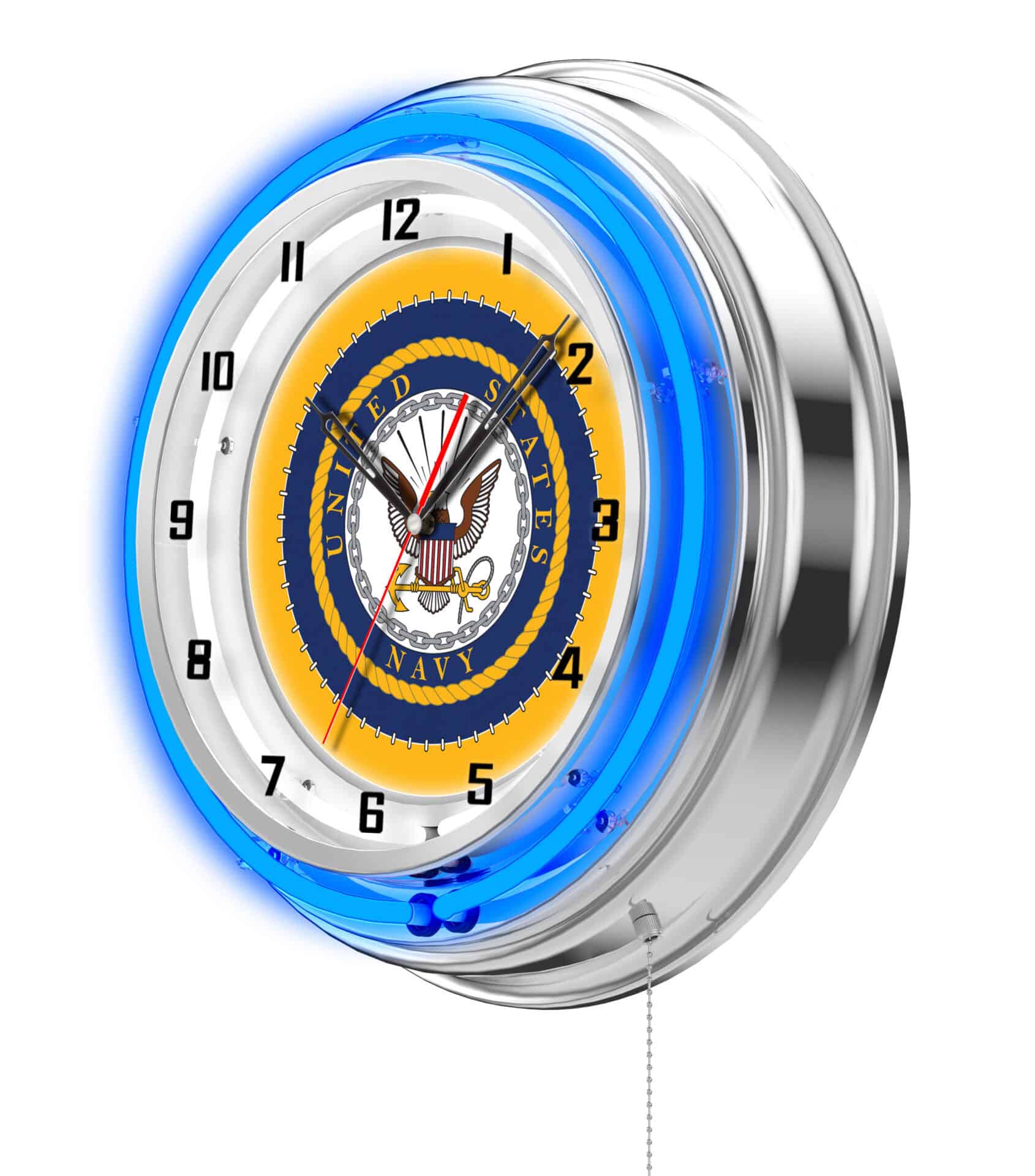 United States Navy 19-Inch Neon Logo Clock in Chrome 2 United States Navy 19-Inch Neon Logo Clock in Chrome - Image 2