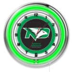 University of North Dakota 19-Inch Neon Logo Clock in Chrome