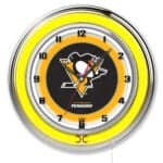 Pittsburgh Penguins 19-Inch Neon Logo Clock in Chrome 6 Pittsburgh Penguins 19-Inch Neon Logo Clock in Chrome