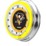 Pittsburgh Penguins 19-Inch Neon Logo Clock in Chrome 7 Pittsburgh Penguins 19-Inch Neon Logo Clock in Chrome