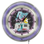 Rock & Roll Diner 19-Inch Neon Logo Clock in Chrome 6 Rock & Roll Diner 19-Inch Neon Logo Clock in Chrome