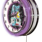 Rock & Roll Diner 19-Inch Neon Logo Clock in Chrome 7 Rock & Roll Diner 19-Inch Neon Logo Clock in Chrome