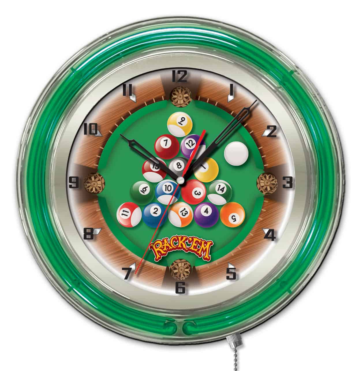 Rack Em 19-Inch Neon Logo Clock in Chrome 1 Rack Em 19-Inch Neon Logo Clock in Chrome