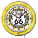 Route 66 19-Inch Neon Logo Clock in Chrome 6 Route 66 19-Inch Neon Logo Clock in Chrome